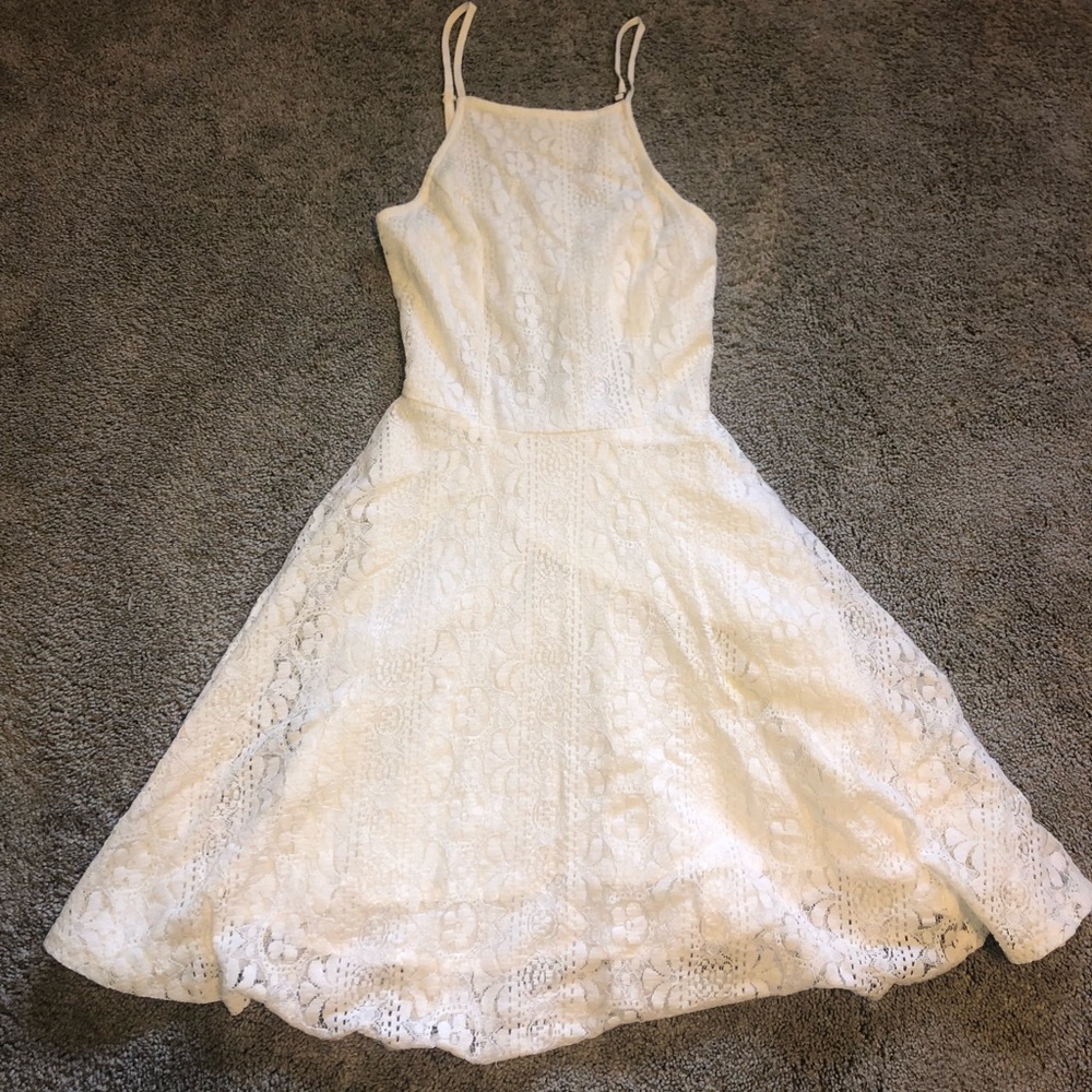 Hollister XS white lace skater dress w/ open back